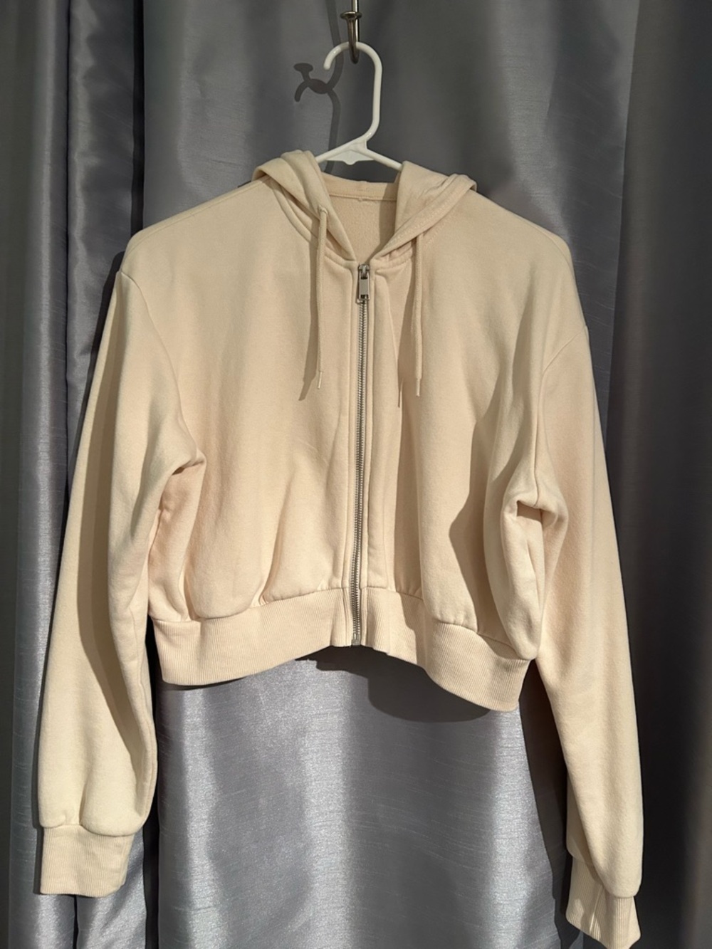 H&M Divided Cropped Zip-Through Hoodie Ivory/Cream Medium M&M Deal